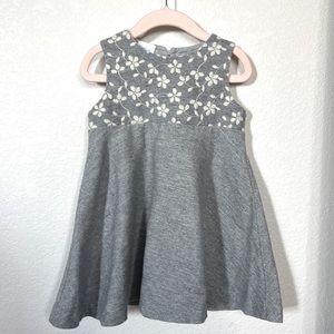 Charabia Paris Grey A- line dress with white floral embroidery- size 2T